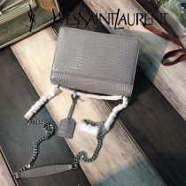 YSL-441971-04  聖邏蘭新款原版皮鱷魚紋斜背包