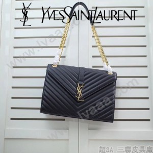 YSL原版皮新款342023經典款  V紋魚子醬牛皮