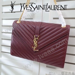 YSL原版皮新款342023經典款  V紋魚子醬牛皮
