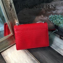 YSL-441971-08  聖邏蘭新款原版皮鱷魚紋斜背包