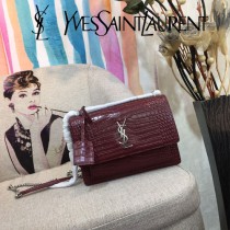 YSL-441971-06  聖邏蘭新款原版皮鱷魚紋斜背包
