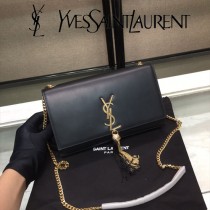 YSL-377830-04  聖邏蘭新款原版皮平紋流蘇斜挎包