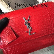 YSL-441971-08  聖邏蘭新款原版皮鱷魚紋斜背包