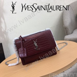YSL-441971-06  聖邏蘭新款原版皮鱷魚紋斜背包