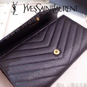 YSL原版皮新款437469-7 山羊紋聖羅蘭新款錢包
