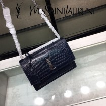 YSL-441971-03  聖邏蘭新款原版皮鱷魚紋斜背包