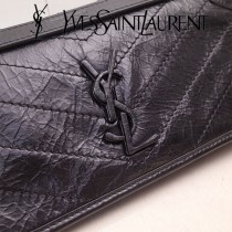 YSL原版皮新款498913-1  SLP NIKI 復古褶皺和絎縫幹邑色真皮鏈條包