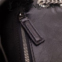 YSL原版皮新款498913-1  SLP NIKI 復古褶皺和絎縫幹邑色真皮鏈條包