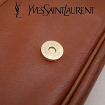 YSL原版皮新款498913-2  SLP NIKI 復古褶皺和絎縫幹邑色真皮鏈條包