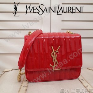 YSL原版皮新款532595-1   BABY VICKY BAG 中號斜背包 原版小羊皮  進口五金