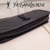 YSL原版皮新款498913-1  SLP NIKI 復古褶皺和絎縫幹邑色真皮鏈條包