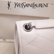 YSL原版皮新款498913s  SLP NIKI 復古褶皺和絎縫幹邑色真皮鏈條包
