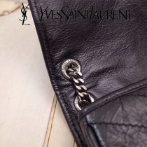 YSL原版皮新款498913-1  SLP NIKI 復古褶皺和絎縫幹邑色真皮鏈條包