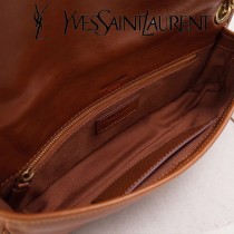 YSL原版皮新款498913-2  SLP NIKI 復古褶皺和絎縫幹邑色真皮鏈條包