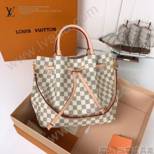 LV-N41579  路易威登新款原版皮走秀系列白格手提斜背水桶包