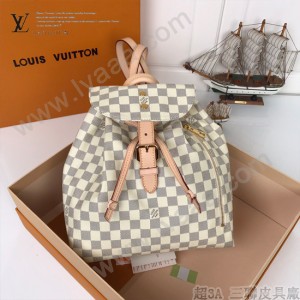 LV-N41578  路易威登新款原版皮走秀系列白格双肩包 书包