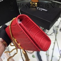 YSL新款原版皮  377829-02 流蘇  鱷魚進口亞光皮紋