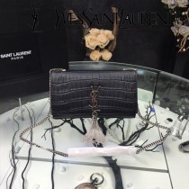 YSL新款原版皮  377829-03 流蘇  鱷魚進口亞光皮紋