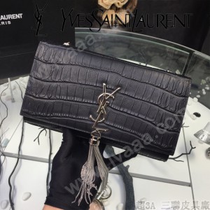 YSL新款原版皮  377829-03 流蘇  鱷魚進口亞光皮紋