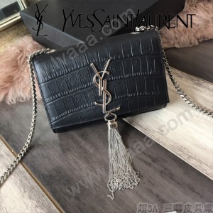 YSL新款原版皮  354120-1 流蘇 鱷魚進口亞光皮紋