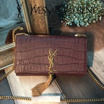 YSL新款原版皮  377829 流蘇  鱷魚進口亞光皮紋