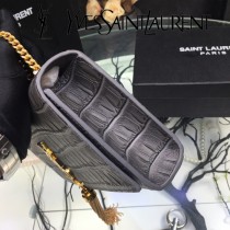 YSL新款原版皮  377829-01 流蘇  鱷魚進口亞光皮紋