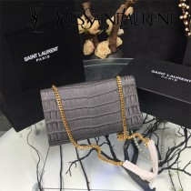 YSL新款原版皮  377829-01 流蘇  鱷魚進口亞光皮紋