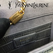 YSL新款原版皮  377829-01 流蘇  鱷魚進口亞光皮紋