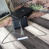 YSL新款原版皮  354120-1 流蘇 鱷魚進口亞光皮紋