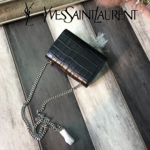 YSL新款原版皮354120流蘇鱷魚進口皮紋