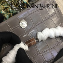 YSL新款原版皮354120流蘇鱷魚進口皮紋-02