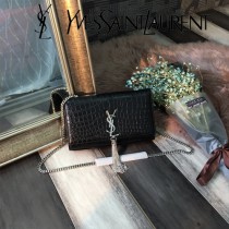 YSL新款原版皮377829-1流蘇 鱷魚進口皮紋