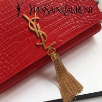 YSL新款原版皮354119小鱷 流蘇仿斜背包