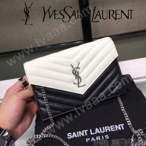 YSL新款原版皮 黑白專櫃最新配色 采用頂級牛皮魚子醬