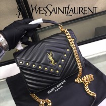 YSL新款原版皮  392737-4  圓柳釘郵差包