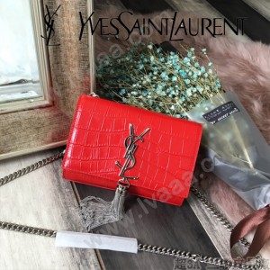 YSL新款原版皮354120流蘇鱷魚進口皮紋-03
