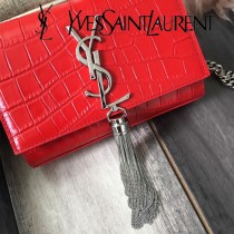 YSL新款原版皮354120流蘇鱷魚進口皮紋-03