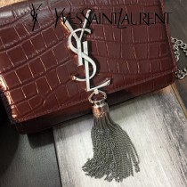 YSL新款原版皮354120流蘇鱷魚進口皮紋-01