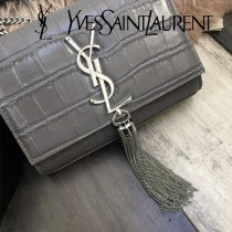 YSL新款原版皮354120流蘇鱷魚進口皮紋-02
