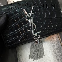 YSL新款原版皮354120流蘇鱷魚進口皮紋