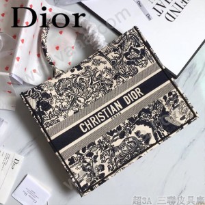 Dior-019-04   迪奧新款原版皮帆布刺繡手提包