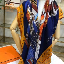 Hermes圍巾-018    愛馬仕新款斜紋面料絲羊絨方巾