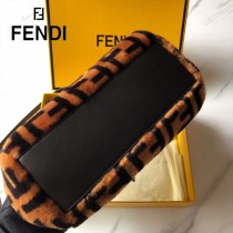 FENDI芬迪  原版皮 小號  新款雙F毛毛植絨系列Peekaboo手提斜背包