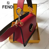 FENDI芬迪  中號原版皮 KANI 雙F壓印定制牛皮 手工編制皮帶飾邊鏈條包