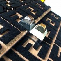 FENDI芬迪  原版皮 中號 Fendi Kan I杏色繡雙F最新款 鏈條包