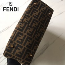 FENDI芬迪  原版皮 經典款式大F字母帆布手提包