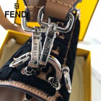 FENDI芬迪  原版皮 中號 Fendi Kan I杏色繡雙F最新款 鏈條包