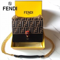 FENDI芬迪  原版皮  Fendi Kan I 最新蓋頭壓牛皮雙F系列鏈條包