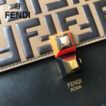 FENDI芬迪  原版皮 中號 Fendi Kan I 最新蓋頭壓牛皮雙F系列鏈條包
