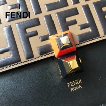 FENDI芬迪  原版皮 中號 Fendi Kan I 最新蓋頭壓牛皮雙F系列鏈條包